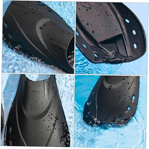 Miniatura 5 de Cabilock Aletas de natación ajustables para adultos, aletas cortas de entrenamiento de esnórquel con funda ergonómica para pies, cómodo material TPR