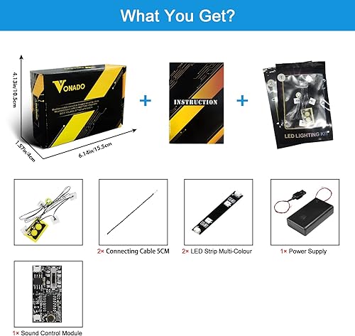 Miniatura 6 de VONADO Kit de luces LED para Lego Marvel Nano Gauntlet 76223, iluminación de bricolaje compatible con Iron Man Gauntlet Lego 76223 (sin modelo