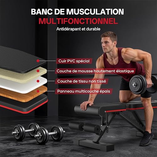 PASYOU Folding Weight Bench with Backrest, 300 kg Load Capacity, Adjustable Multifunctional Training Bench, Incline Bench for Full Body Workout, Fitness Bench with Handles for Home Gym (PA350) - 4