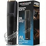 Vacutrim Cordless Mens Beard Trimmer, Rechargeable Electric Shaver with 20 Trim Setting Calibration Dial and Built-in Vacuum for Mustache, Sideburns Facial Hair, Black, 75, As Seen On TV