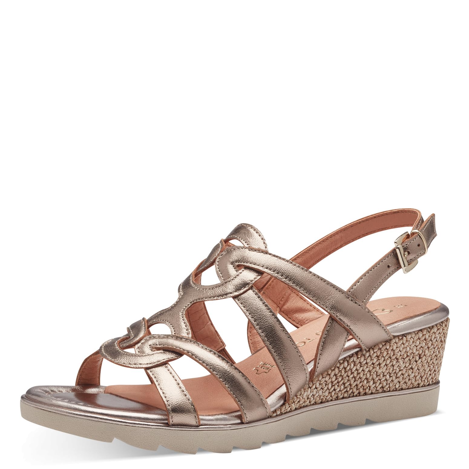 MARCO TOZZI Women's 2-28702-42 Wedge Sandal, Metallic Rose, 4