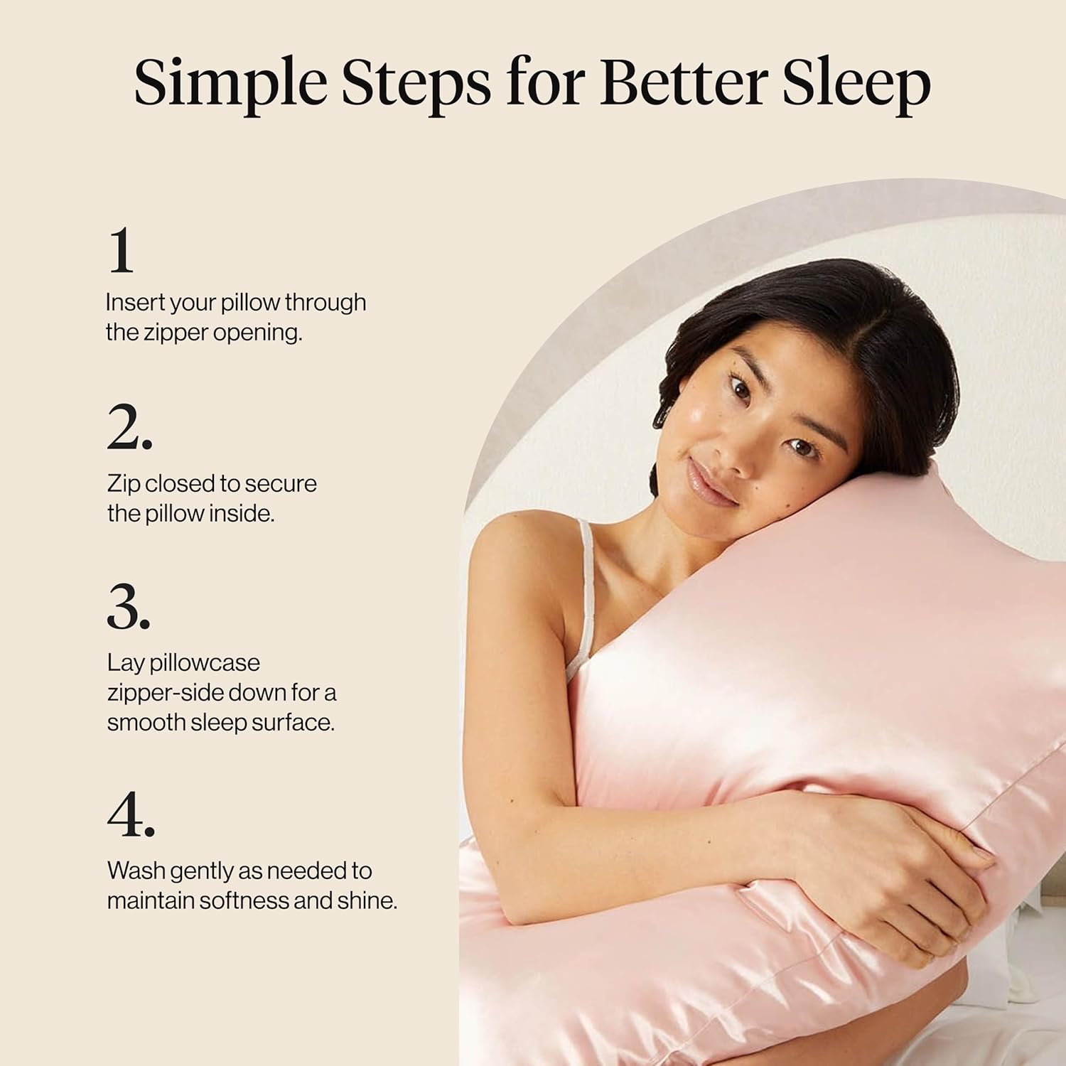 Kitsch Satin Pillowcase with Zipper for Hair & Skin - Softer Than Silk Pillow Cases, Smooth Cooling Satin Pillow Case, Wrinkle-Free, Machine Washable - Pillow Cases Standard Size 19x26 - Blush, 2pcs