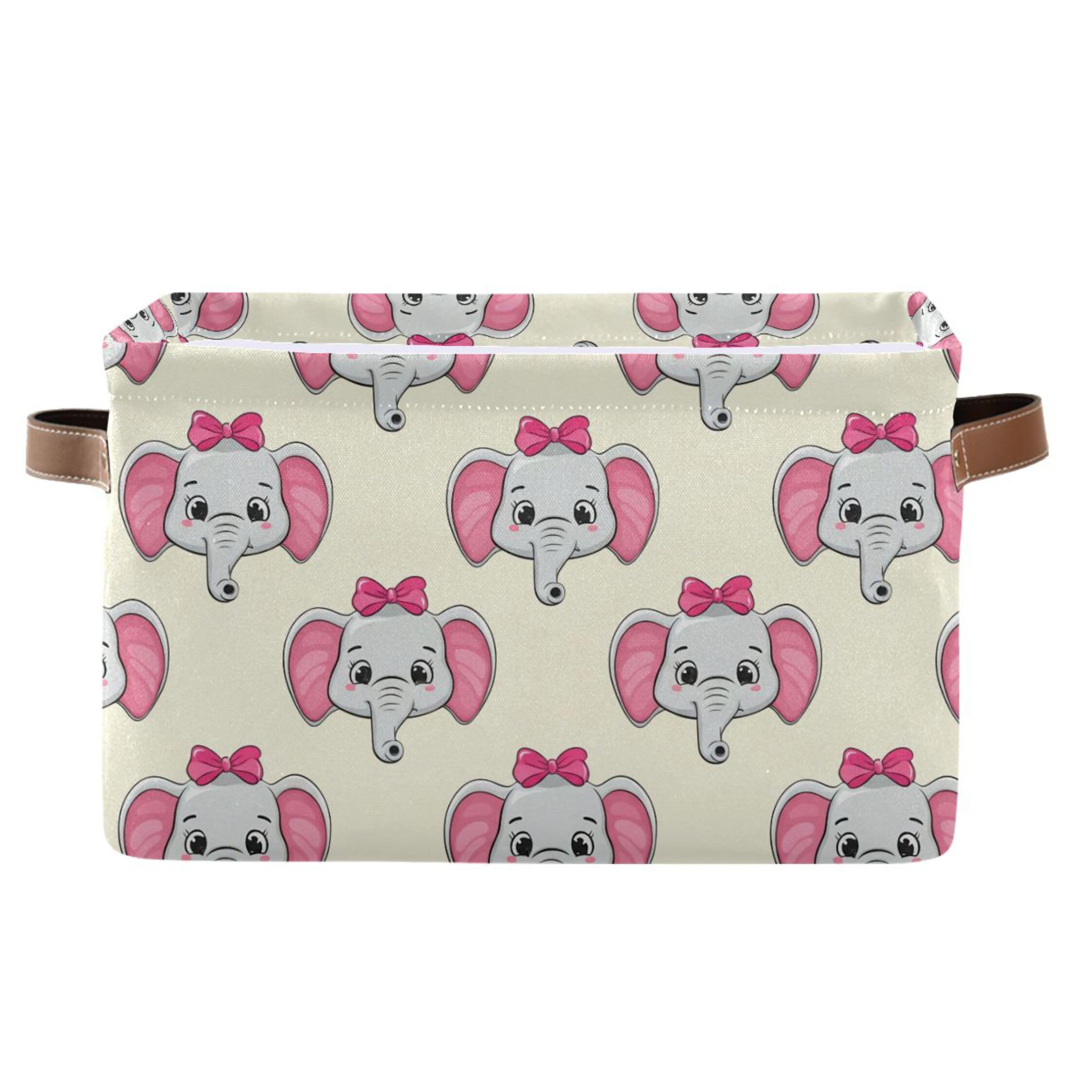 Panier à linge pliable motif éléphants pour organiser la chambre de bébé ou la buanderie