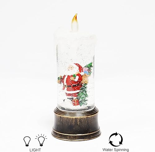 Miniatura 5 de Decoración de mesa de Navidad, vela con luz LED giratoria de agua con Papá Noel, funciona con pilas (no incluidas) (8.1 pulgadas de alto x 3.7