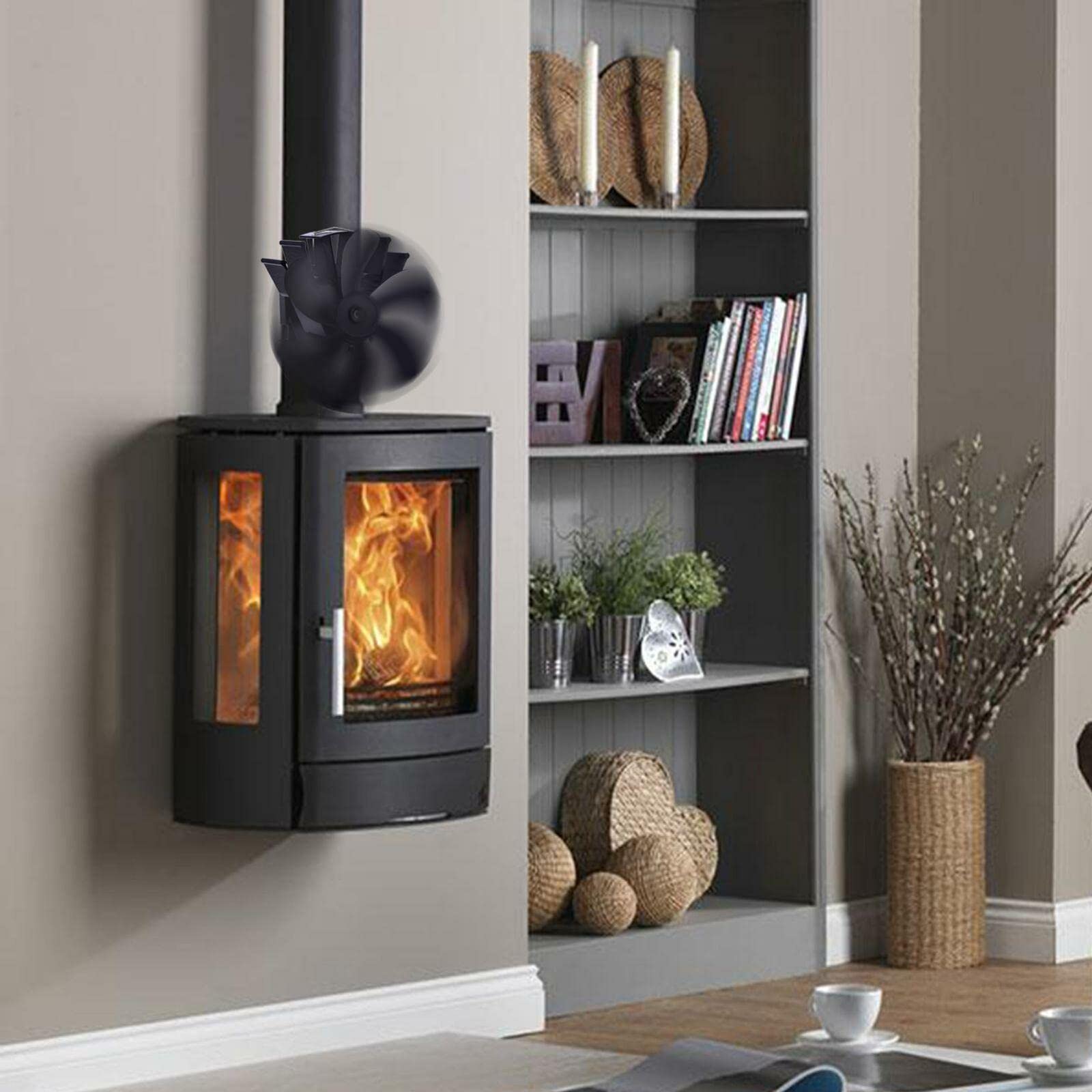 Ventola Termica Per Camino 180Mm 6 Pale | pale in alluminio, base antiscivolo, temperatura max 350°C