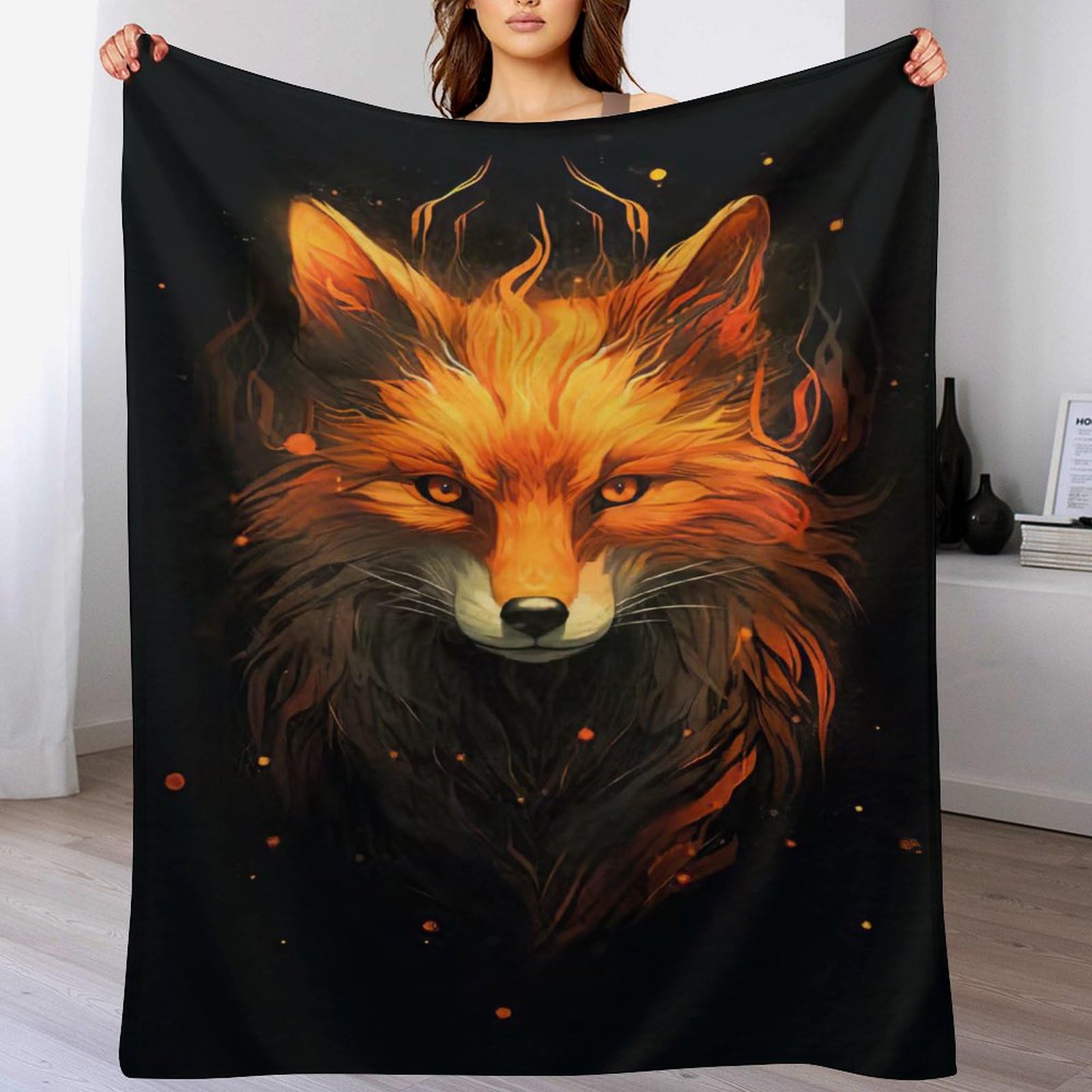 Couverture polaire en flannel de renard moelleuse, jetée de lit chaude pour l'hiver