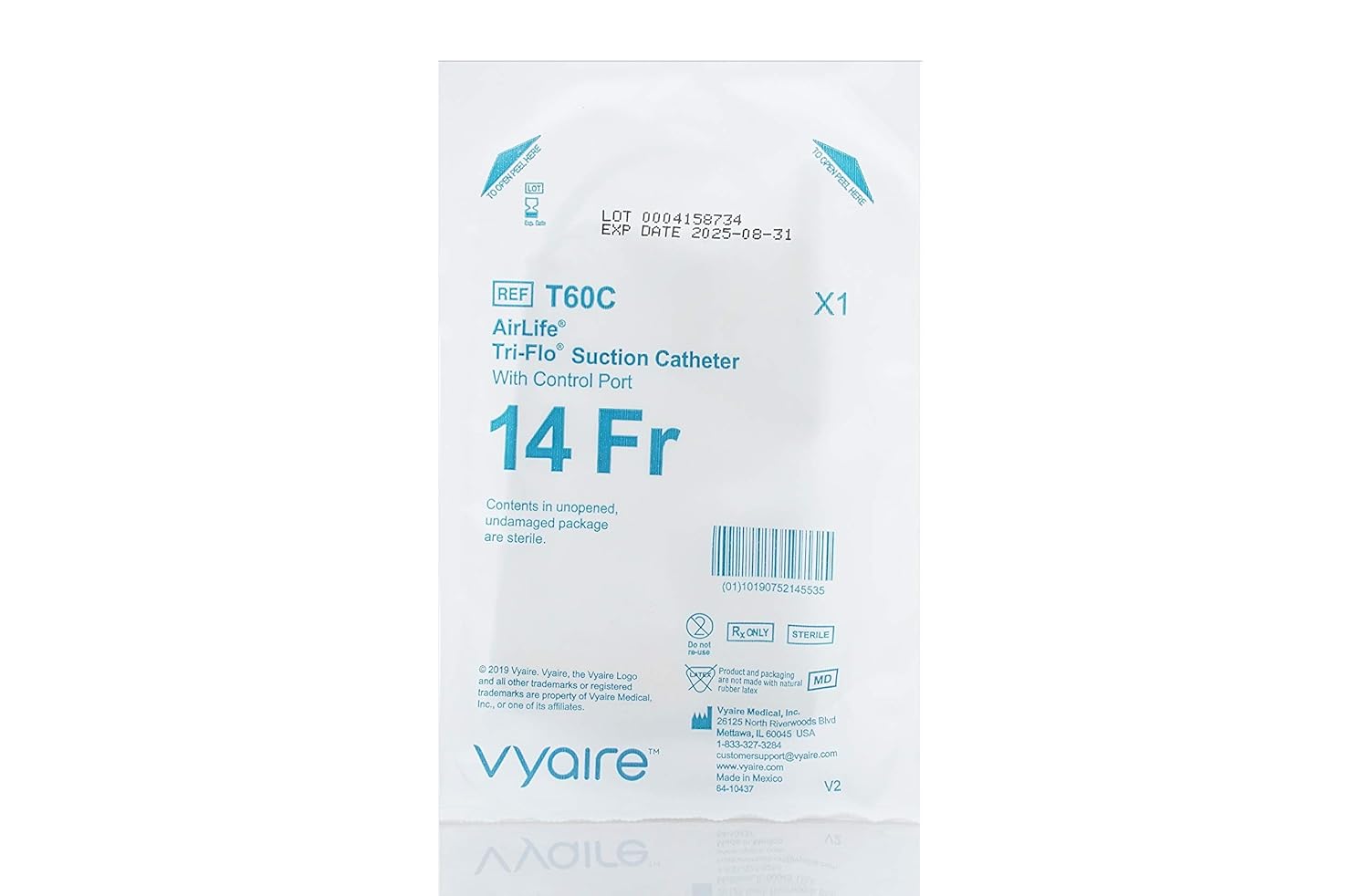 Vyaire Medical AirLife Tri-Flo Suction Catheter, 14fr, Single Style, Control Port Vent, Case of 50, T60C : Industrial & Scientific