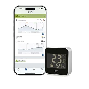 Eve Weather Matter - weather station connected with temperature, humidity, weather trend, IPX4 water resistance, voice command access with Google/Alexa/Siri, requires hub