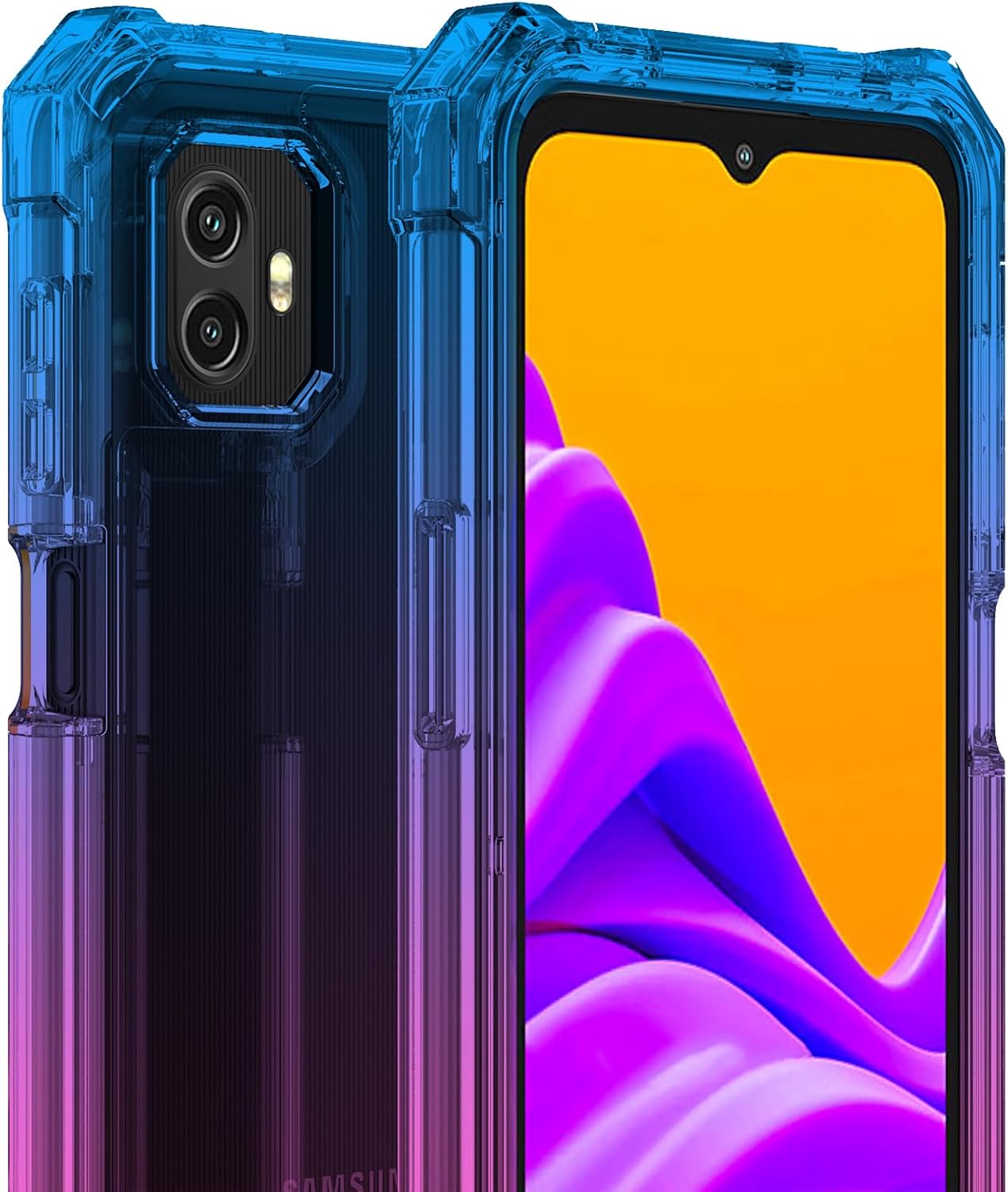 Ailiber Case for Galaxy XCover 7 Pro, with Screen Protector, Samsung X Cover7 Pro Phone Case,Dual Layer Protection, Shockproof Corners TPU Bumper, Slim Silicone Cell Phone Cover-Blue Pink