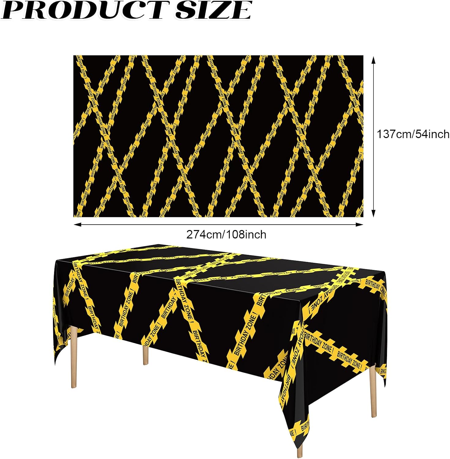 Irenare 3 Pcs Construction Birthday Tablecloth 54 x 108'' Caution Tape Party Decorations Disposable Construction Tablecloth Construction Party Table Cloth Birthday Themed Table Cover image 2
