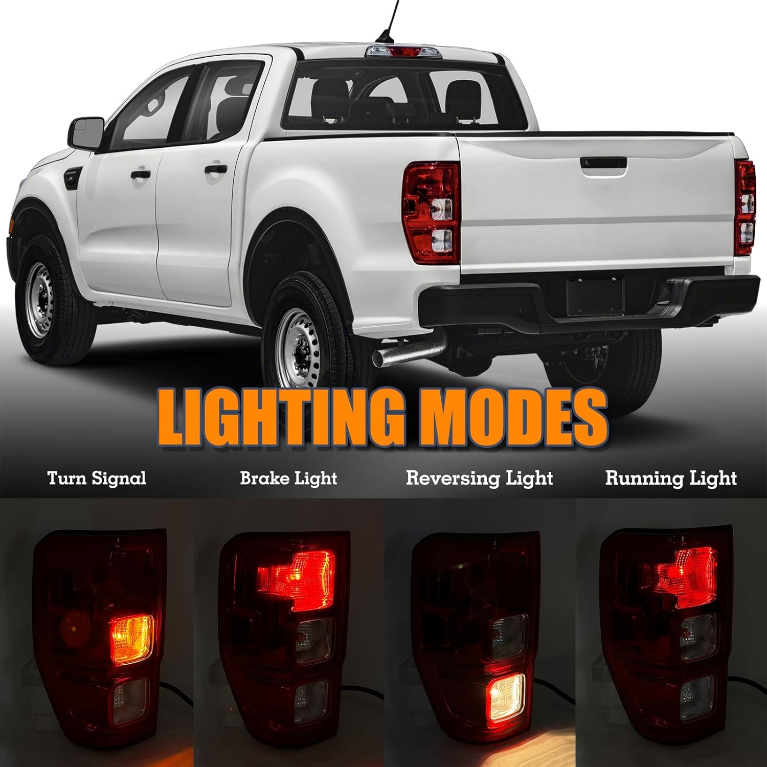 Halogen Tail Light Assembly Compatible With 2019-2022 Ford Ranger Rear Lamp Driver Side Replacement KB3Z-13405-F FO2800273