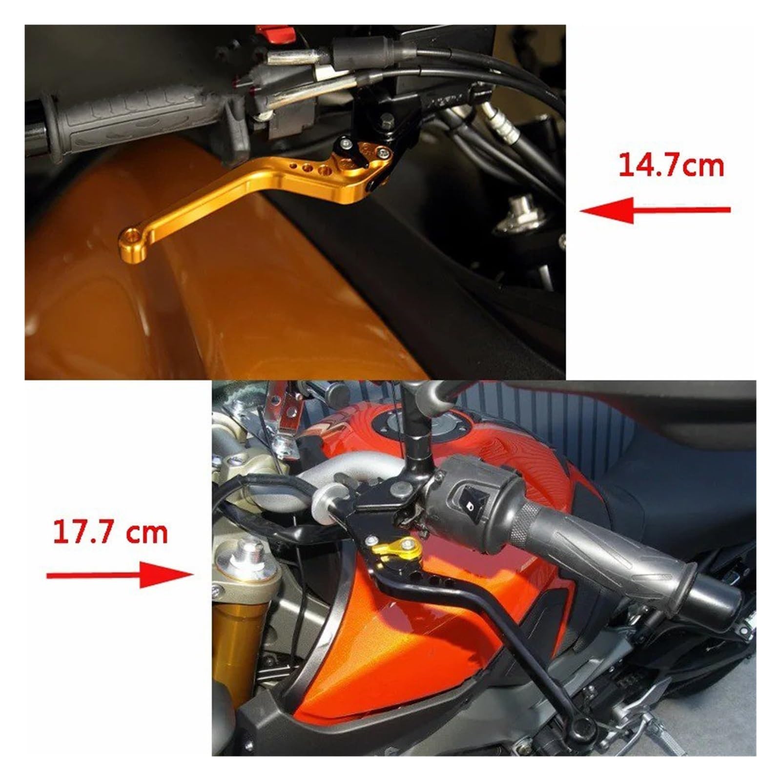 Bremskupplung Hebel Für BlackSpirit 2014–2016 Motorrad-Bremskupplungshebel Aluminium-CNC-Trommelbremshebel Vorne Und Hinten Lenker Bremshebel(Silver 177mm)