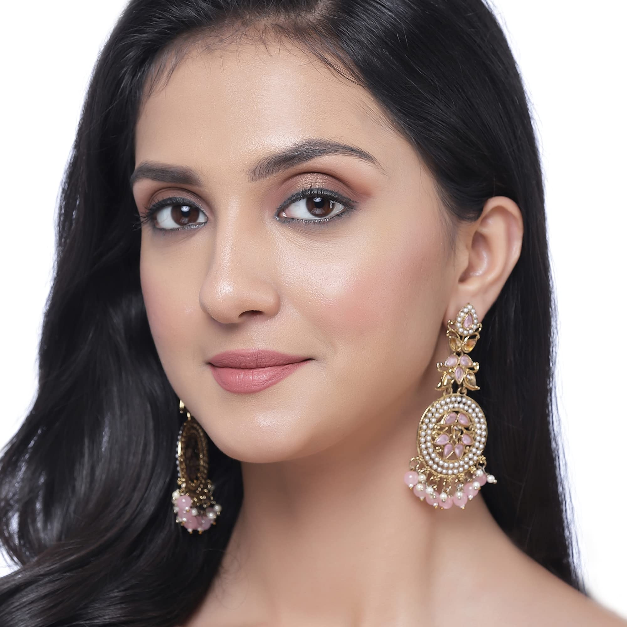 Gold-Plated Kundan Jhumka Earrings