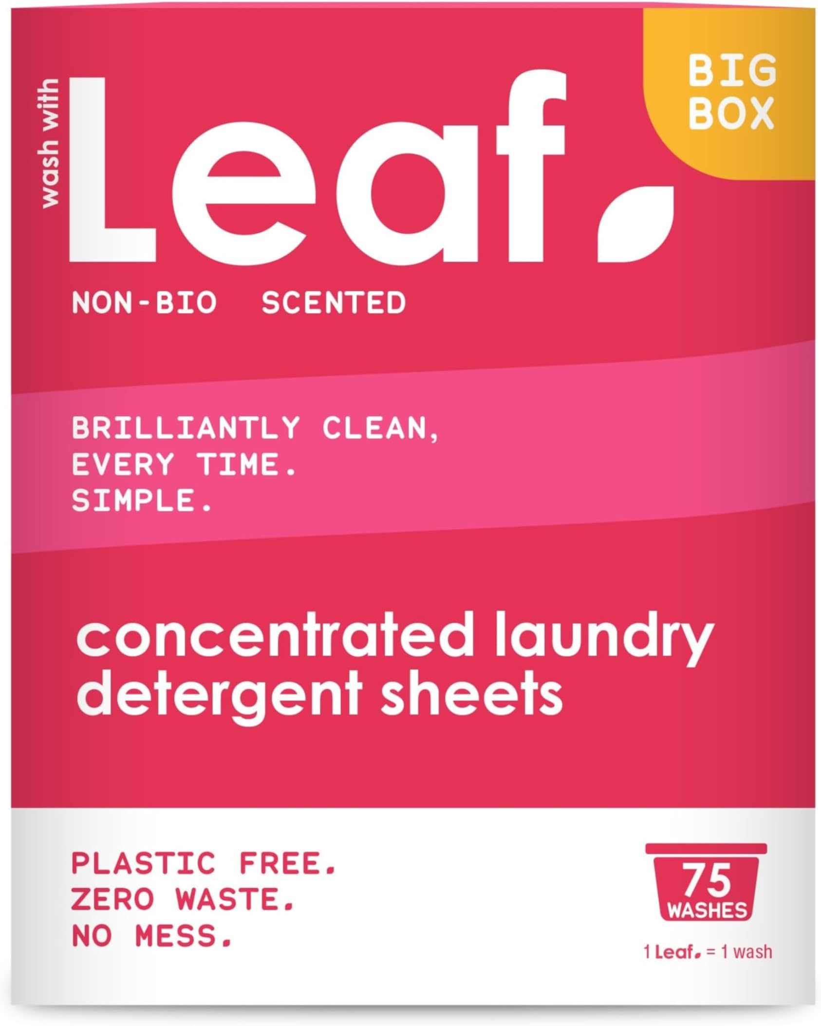 Leaf Non-Bio Scented Laundry Detergent Sheets | Ultra Concentrated Detergent Strips | Plastic Free, Zero Waste, No Mess | Easier Alternative to Capsules, Pods & Liquid Washing Detergents | 75 Washes
