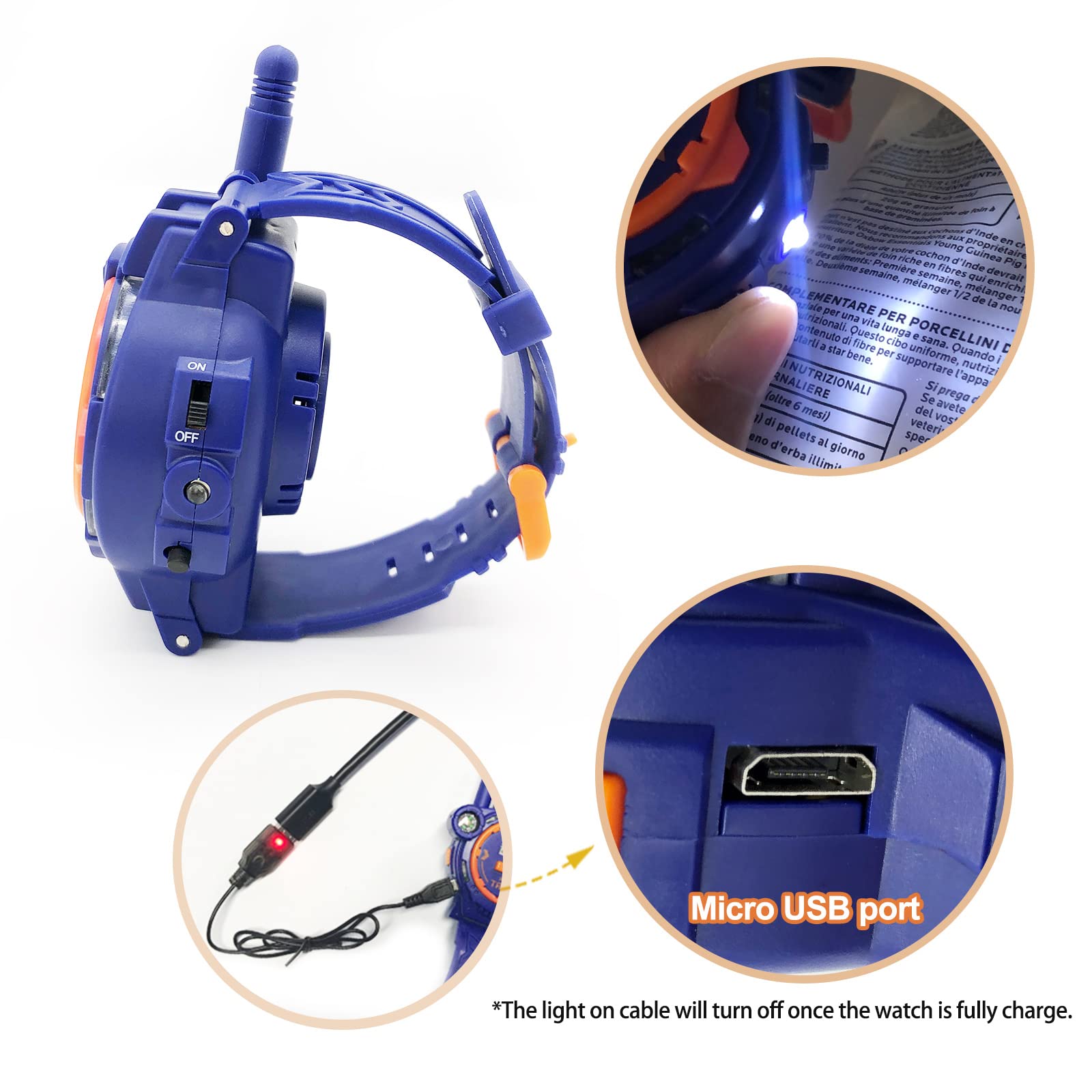 Walkie Talkie recargable para niños, radio bidireccional Walky Talky con linterna, juego para exteriores, interfono, juguete y regalos para niños y niñas de 4 a 12 años (azul) 4