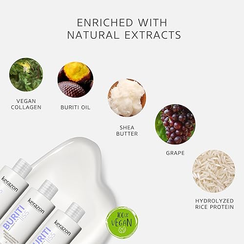 Miniatura 32 de Tratamiento de queratina brasileña 34fl.oz/1L Tratamiento de Keratina Brasilera Importada KIT w/bombas Buriti Liss by KERAZON