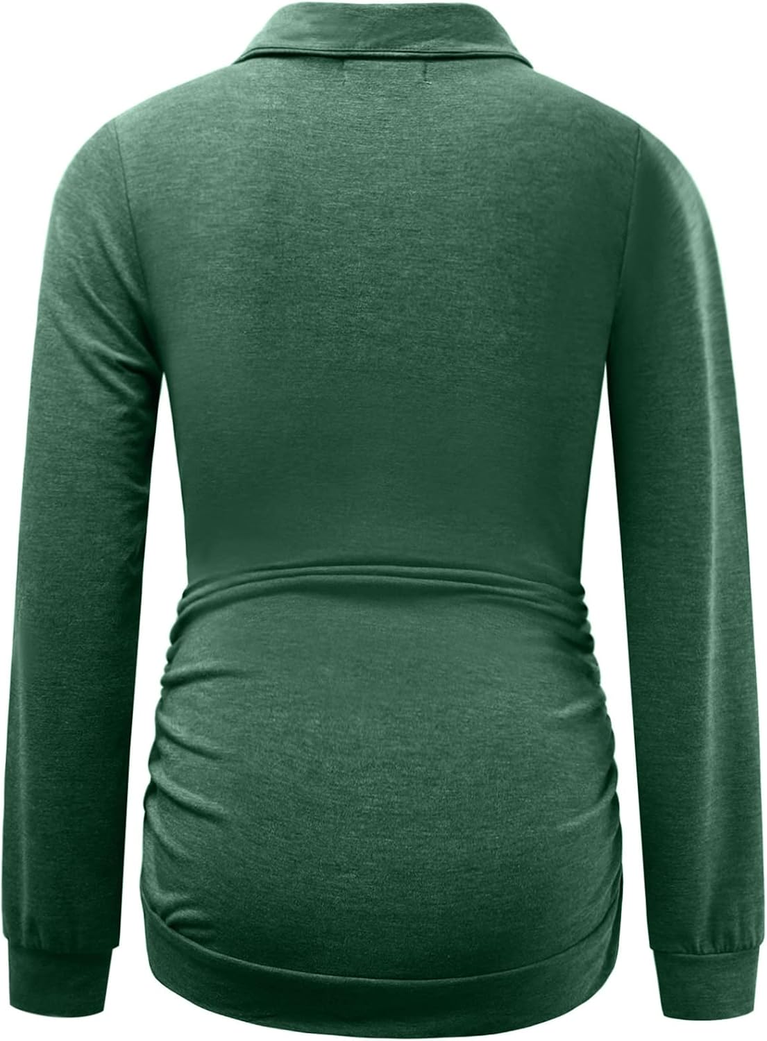 DEBELLY Maternity Shirt with Pocket Women's Lapel Top Casual Pregnancy Long Sleeve Zipper Hoodie - Image 3