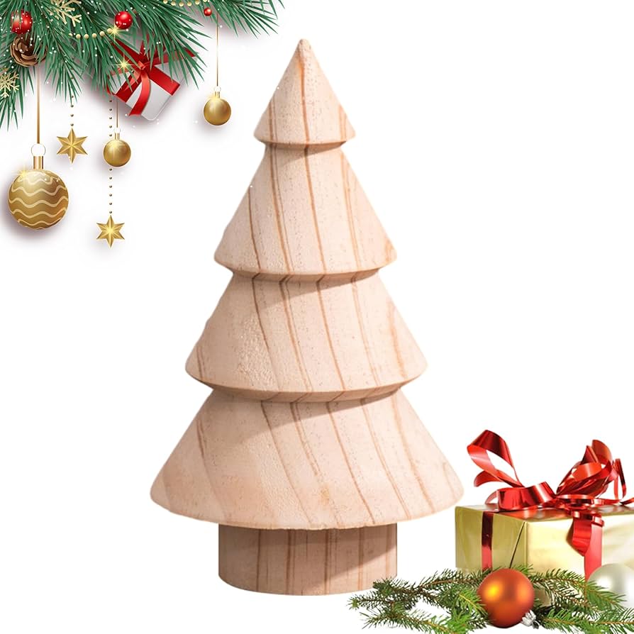 Amazon.co.jp: 未完成の木のクリスマスツリー, 写真クリスマスの木工品