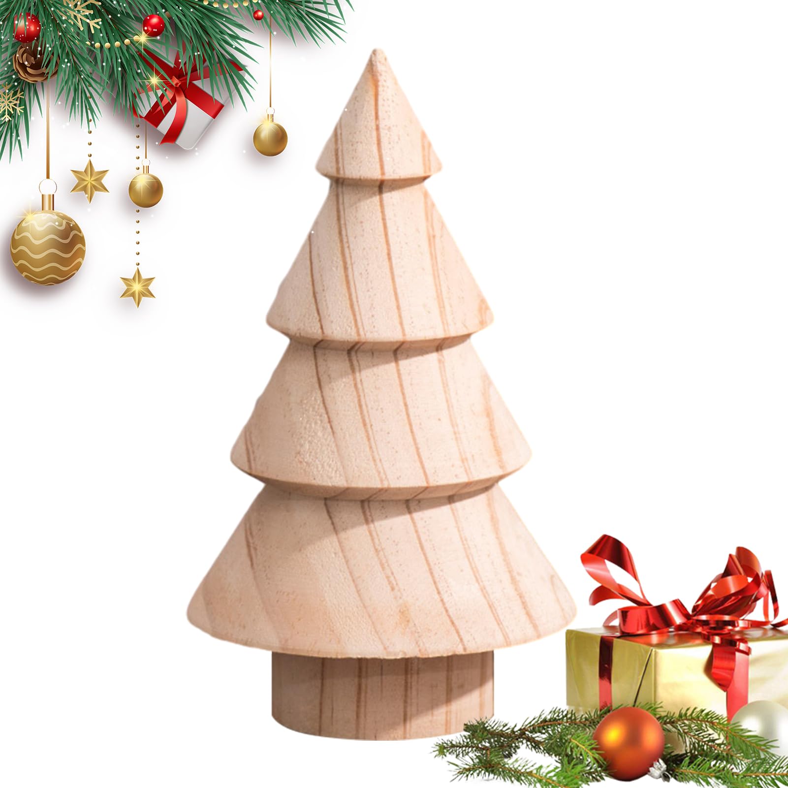 Amazon.co.jp: 未完成の木のクリスマスツリー, 写真クリスマスの木工品