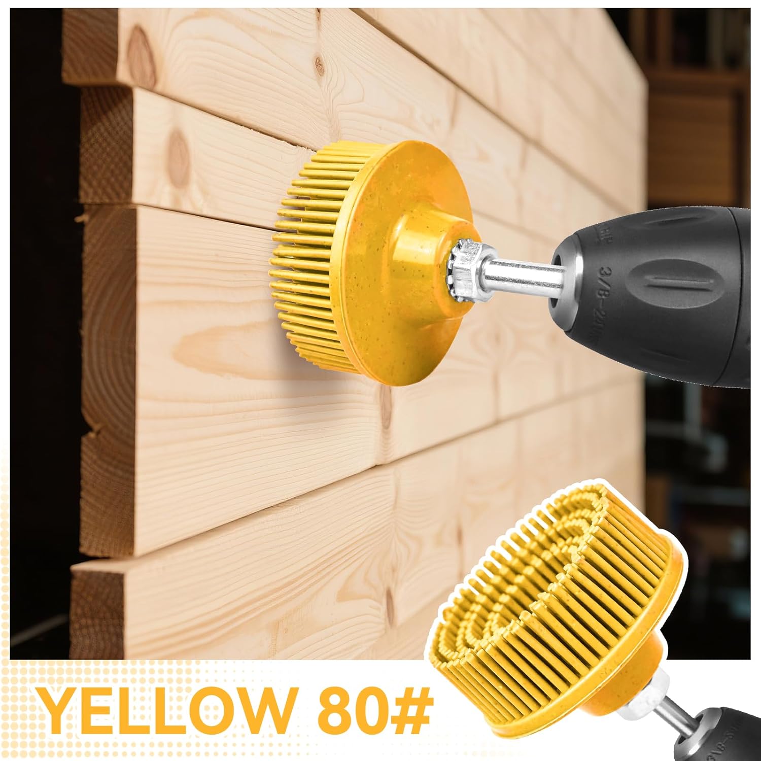 6Pack 2Inch Bristle Disc Grit, 50# 80# 120# with 1/4" Shank Attachment Abrasive Coating Removal Disc for Metal