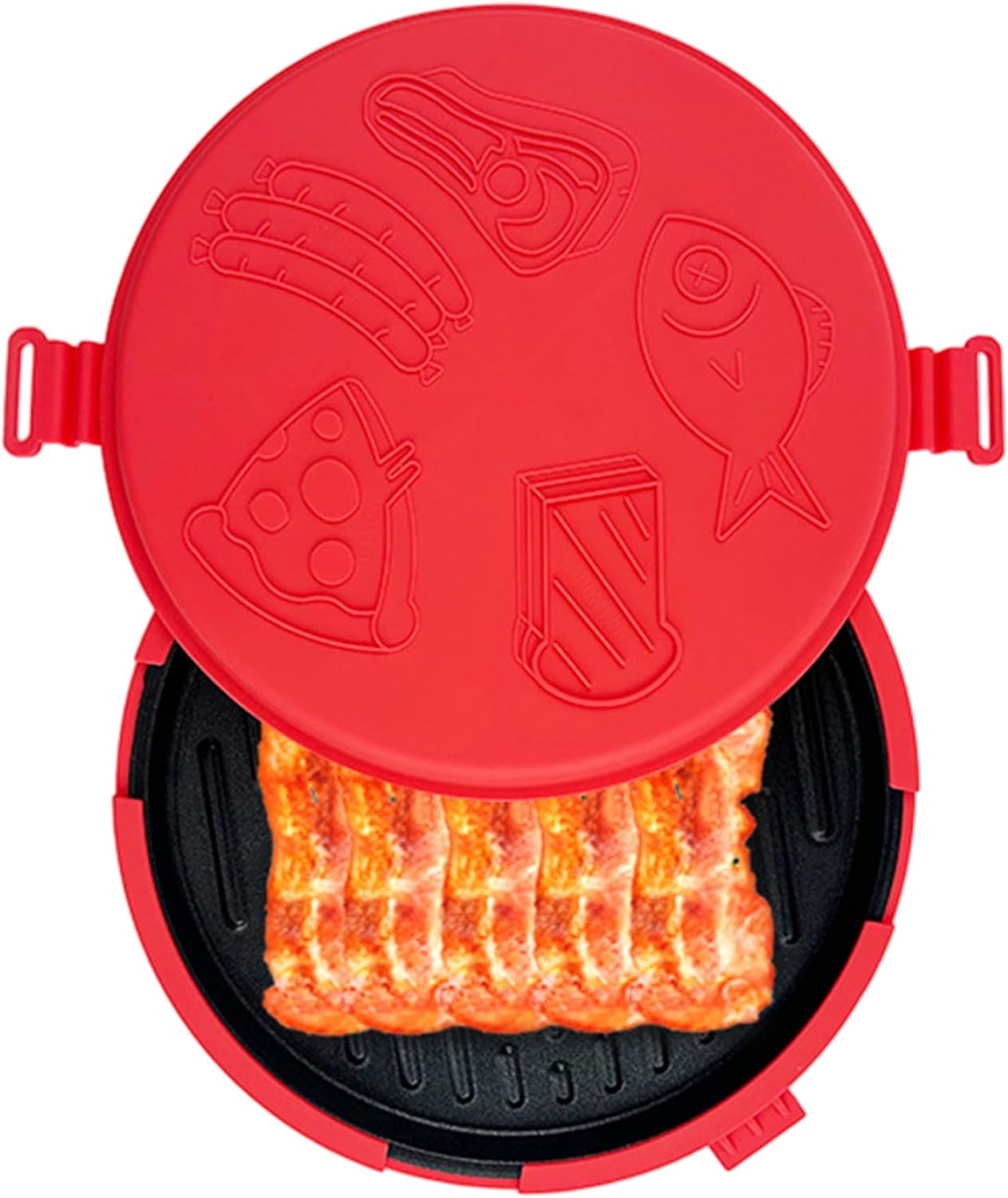 Microwave Grill Pan Non-stick Heat-resistant Microwave Grill Easy to Clean Breakfast Sandwich Maker for Fish Sausage Steak Pizza Bread| Crisper