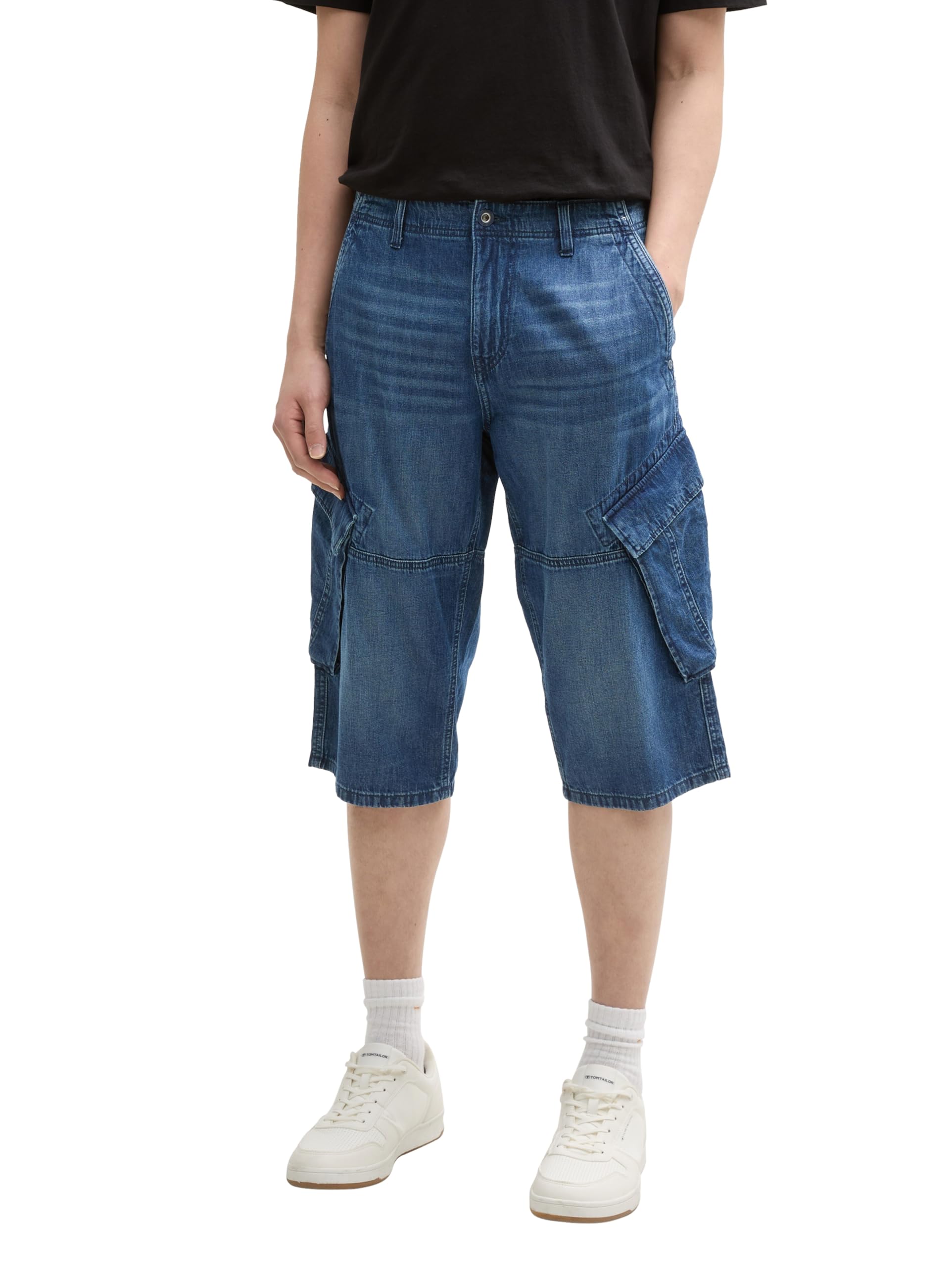 TOM TAILOR Herren TTMORRIS Relaxed Overknee Jeans Shorts