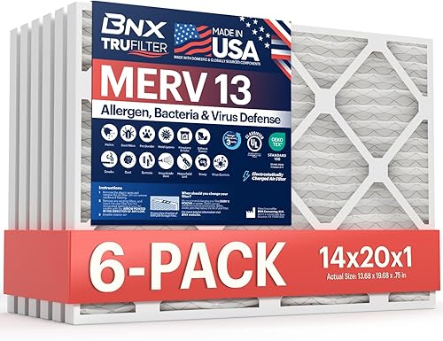 Miniatura 29 de BNX TruFilter - Filtro de aire 14 x 25 x 1 MERV 8, electrostático plisado para defensa contra polvo y mascotas, para aire acondicionado, HVAC