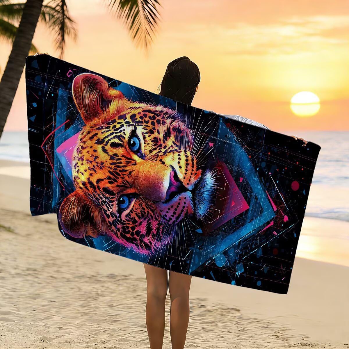 Ręcznik plażowy z mikrofibry, duży ręcznik plażowy 90 x 200 cm, 2 sztuki, damski ręcznik gimnastyczny szybkoschnący, odporny na piasek ręcznik z mikrofibry, lekkie ręczniki gimnastyczne na prezent