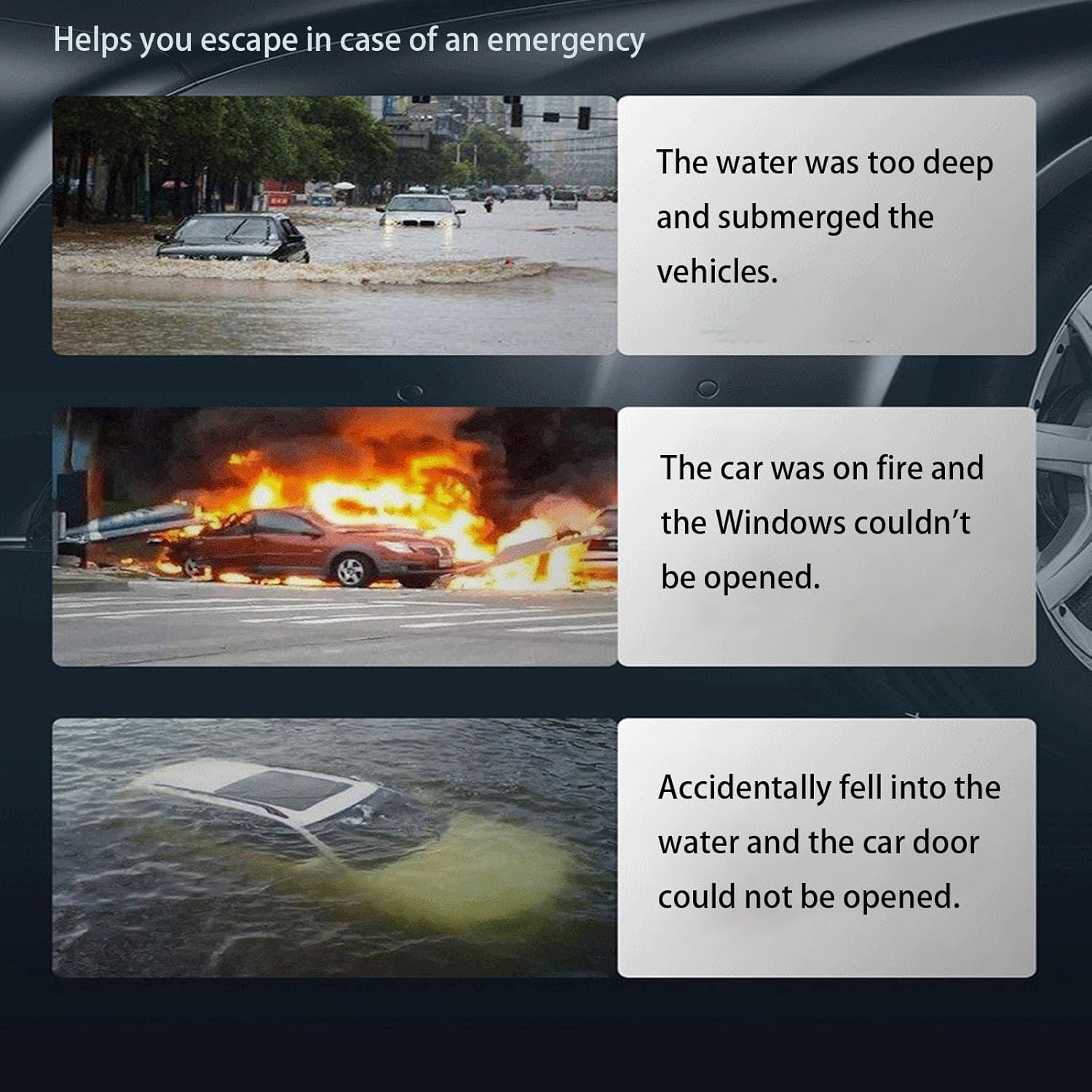 Car Window Breaker, 2-in-1 Safehammer, Car Glass Breaker with Seatbelt Cutter, Car Safety Hammer Emergency Under Water Auto Escape Tool (4PCS)