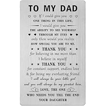 Mataly Love Dad Birthday Card Thank You - Ill Always Be Your Little Girl - Fathers Day Gifts for Dad from Daughter, Valentines Day Dad Engraved Wallet Card from Daughter
