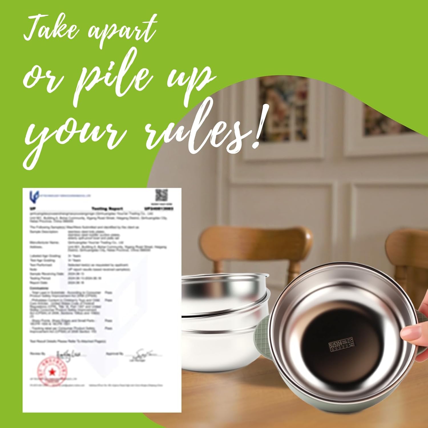 1 Pack Stainless Steel Toddler Suction Bowls for Baby Plates, 2-in-1 SUS304 Toddlers Bowl & Removable Silicone Suction Kids Bowl for Cereal | Snack | Anti-Scald Non-Toxic Suction Bowls - Image 7