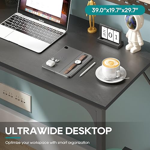 Miniatura 5 de BestOffice Escritorio para computadora, escritorio de oficina en casa, estilo moderno y simple para oficina en casa, estudio y escritura (negro, 39