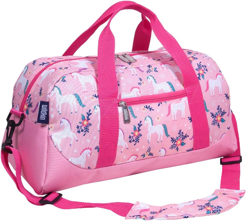 Wildkin Kids Overnighter Duffel Bag – Carry-On Travel Bag for School & Sleepovers, Lightweight, Durable, Boys & Girls Ages 4–15 – Magical Unicorns