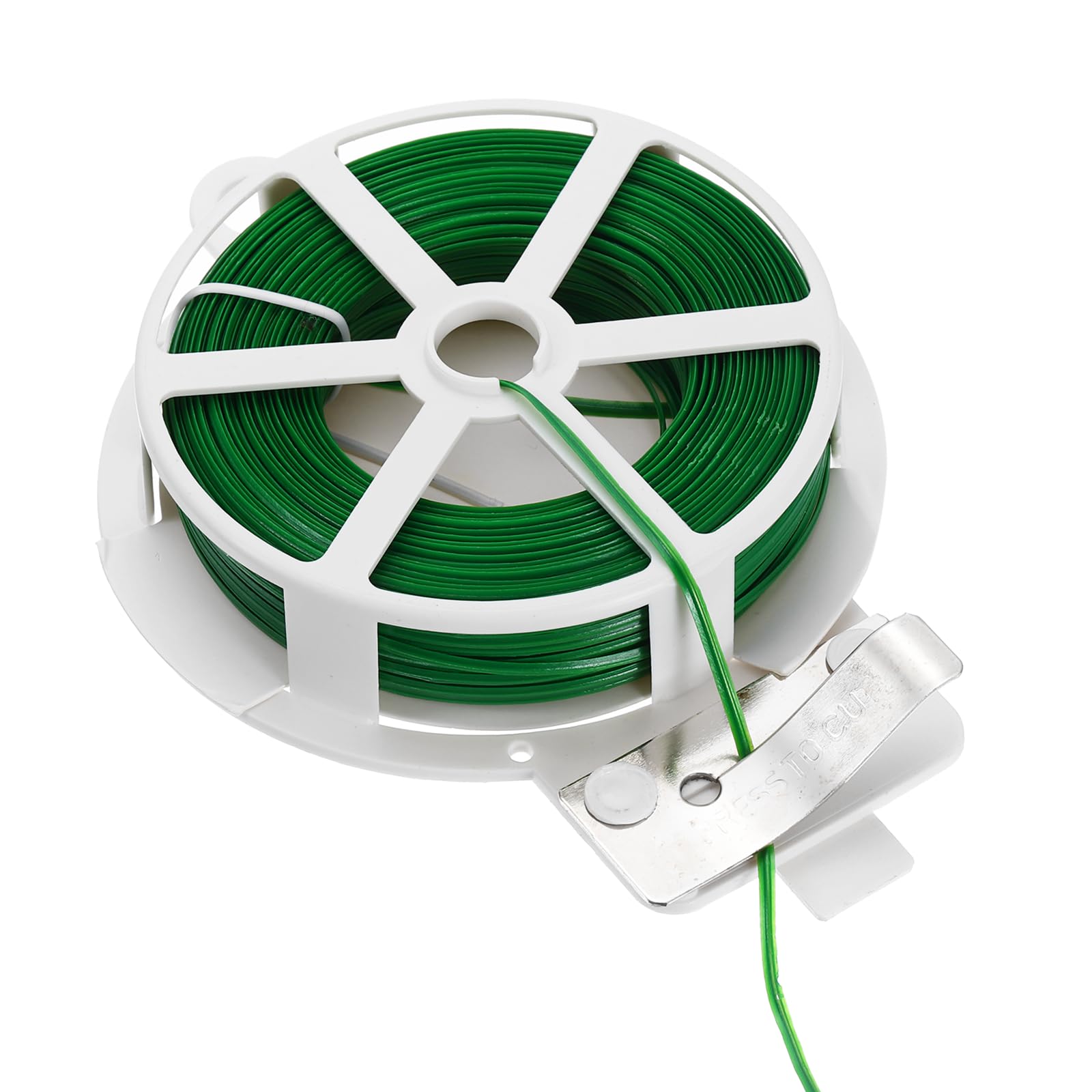 sourcing map Twist Tie with Cutter 164FT (50m) Garden Plant Ties Garden Twine Support Wire for Gardening Plant Support Growth Care Home Office Cable Organization, Green