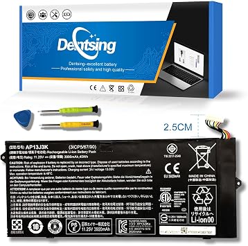 AP13J3K AP13J4K 45Wh Laptop Battery Compatible with Acer Chromebook 11.6" 11 C720 C720P C740 Series Notebook KT.00304.001 KT.00303.001 CB3-431-C5EX 11.4V 3920mAh 2.5cm Short Cable