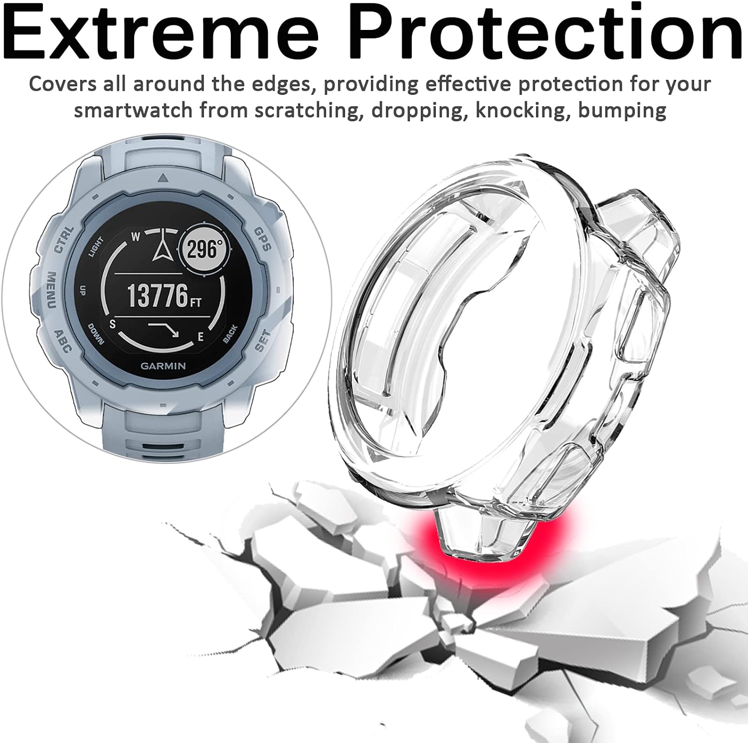 miimall compatible with garmin instinct protective soft tpu bumper case replacement anti scratch slim light and all around case cover for garmin insti