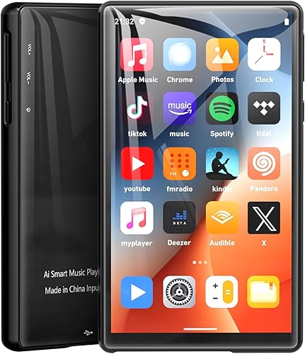 Reproductor de MP3 de 64 GB con Bluetooth y WiFi, sonido sin pérdida de alta fidelidad de 5 pulgadas, pantalla táctil completa 1080P, reproductor de