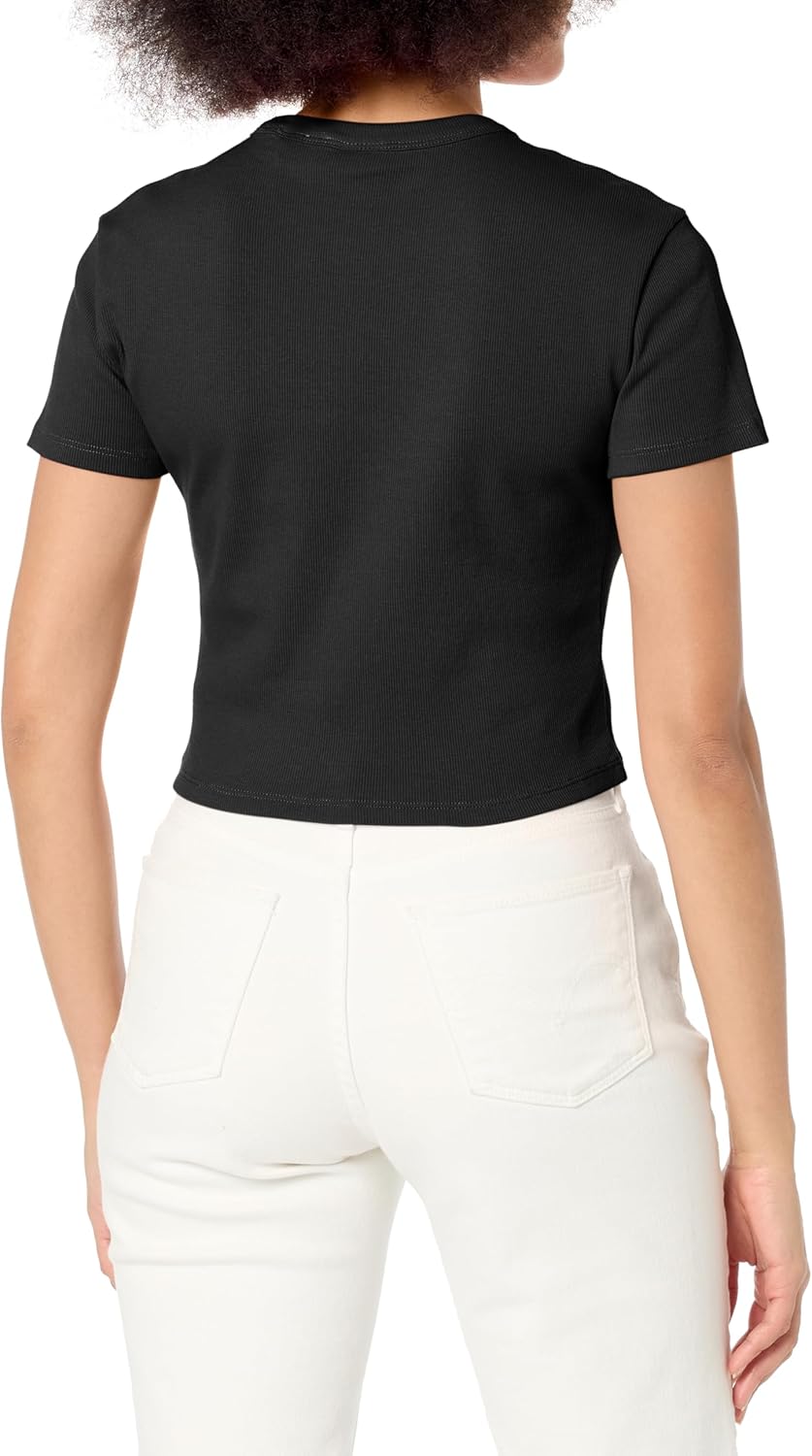 Hugo Womens Small Logo Fitted Crop Tshirt - Image 2