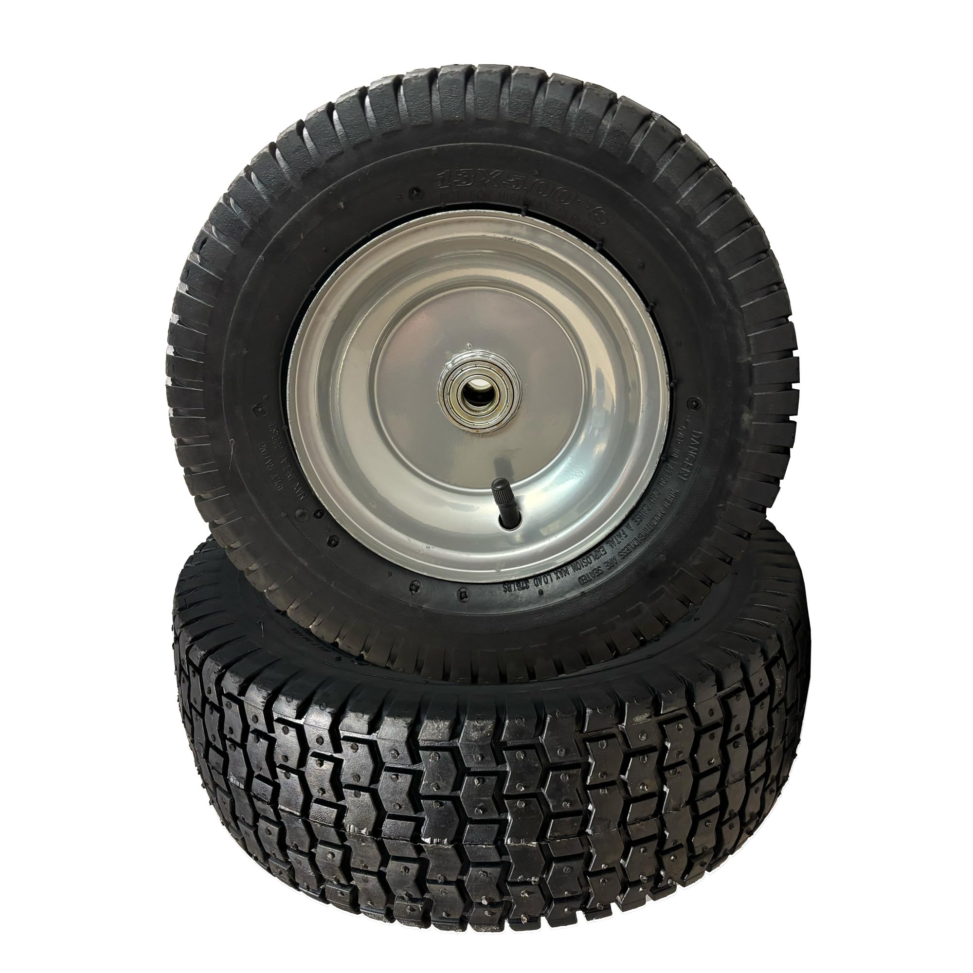 Pneumatic Tire Replacement Wheel – 13x5.00-6, 11" Diameter, Offset Hub, 5/8" Bearing – Flat-Free Inner Tube Tire for Garden Carts, Utility Wagons, and Wheelbarrows, Set of 2