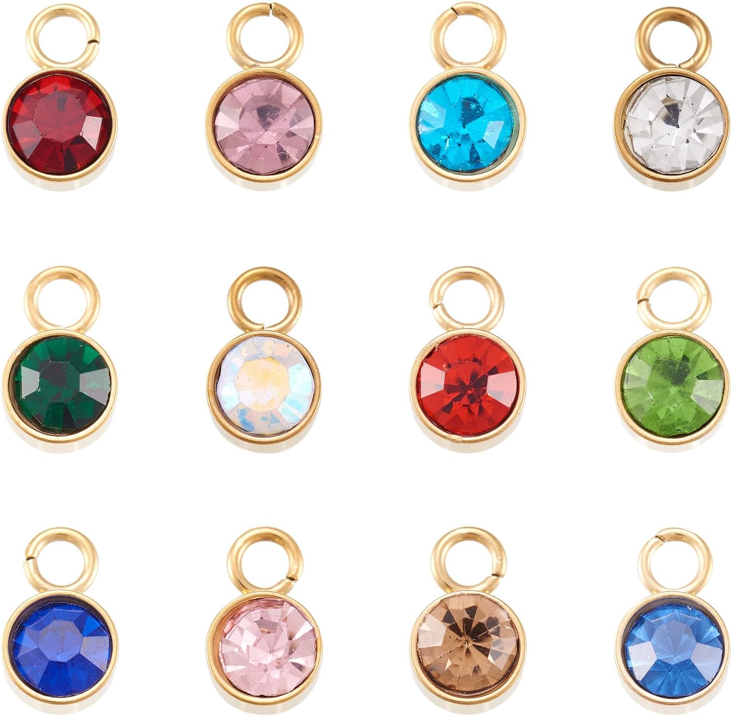 Craftdady Birthstone Charms Crystal Glass Rhinestone Charms Flat Round Dangle Earring Pendants Rhinestone Bracelet Charms for DIY Craft Necklace Jewelry Making - Image 8