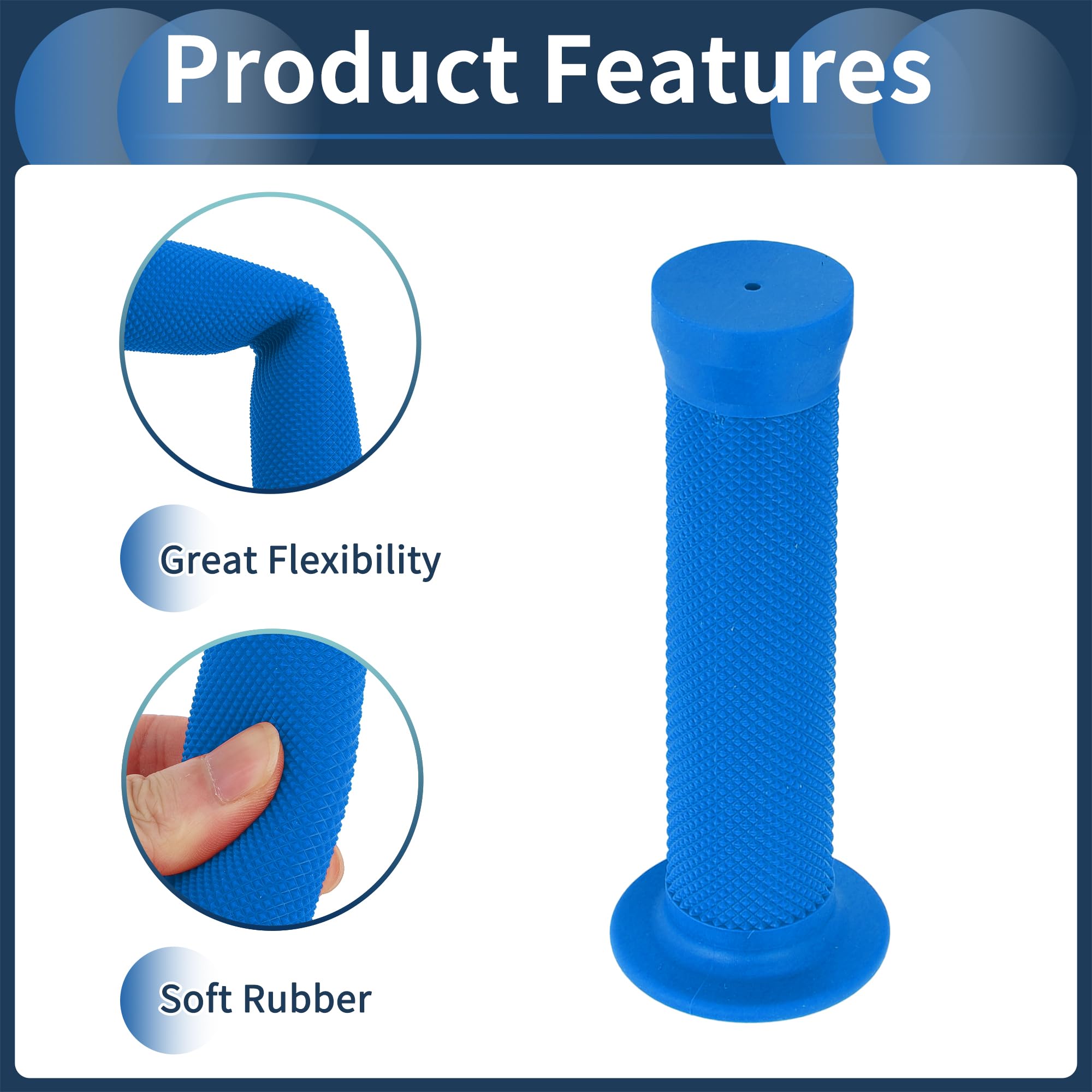 INFINAUTO Bike Handlebar Grips Covers, 130mm Bicycle End Grips Protector Rubber Blue, Non-Slip 1 Pair - Image 4