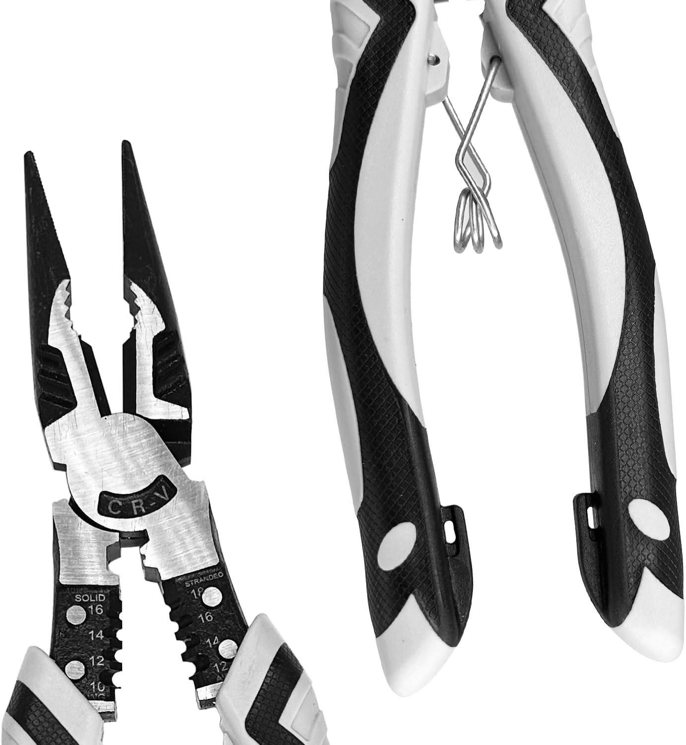 9-inch Needle Nose Pliers with Wire Stripper/Crimper/Cutter, Chrome Vanadium Steel Industrial Grade Multifunctional Precision Pliers