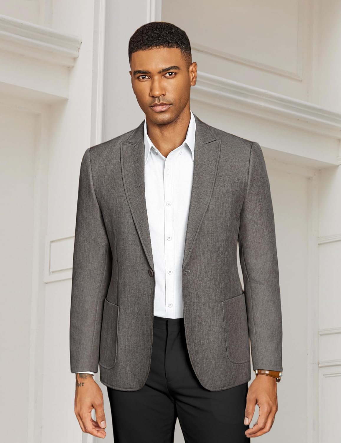 COOFANDY Men's Casual Blazer Slim Fit Sports Coat One Button Business Retro Suit Jackets for Wedding Party - Image 2