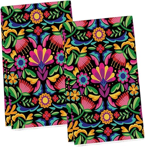 Artoid Mode Juego de 2 toallas de cocina con diseño de hojas florales, 18 x 26 pulgadas, decoración de temporada de Halloween, juego de 2 toallas de