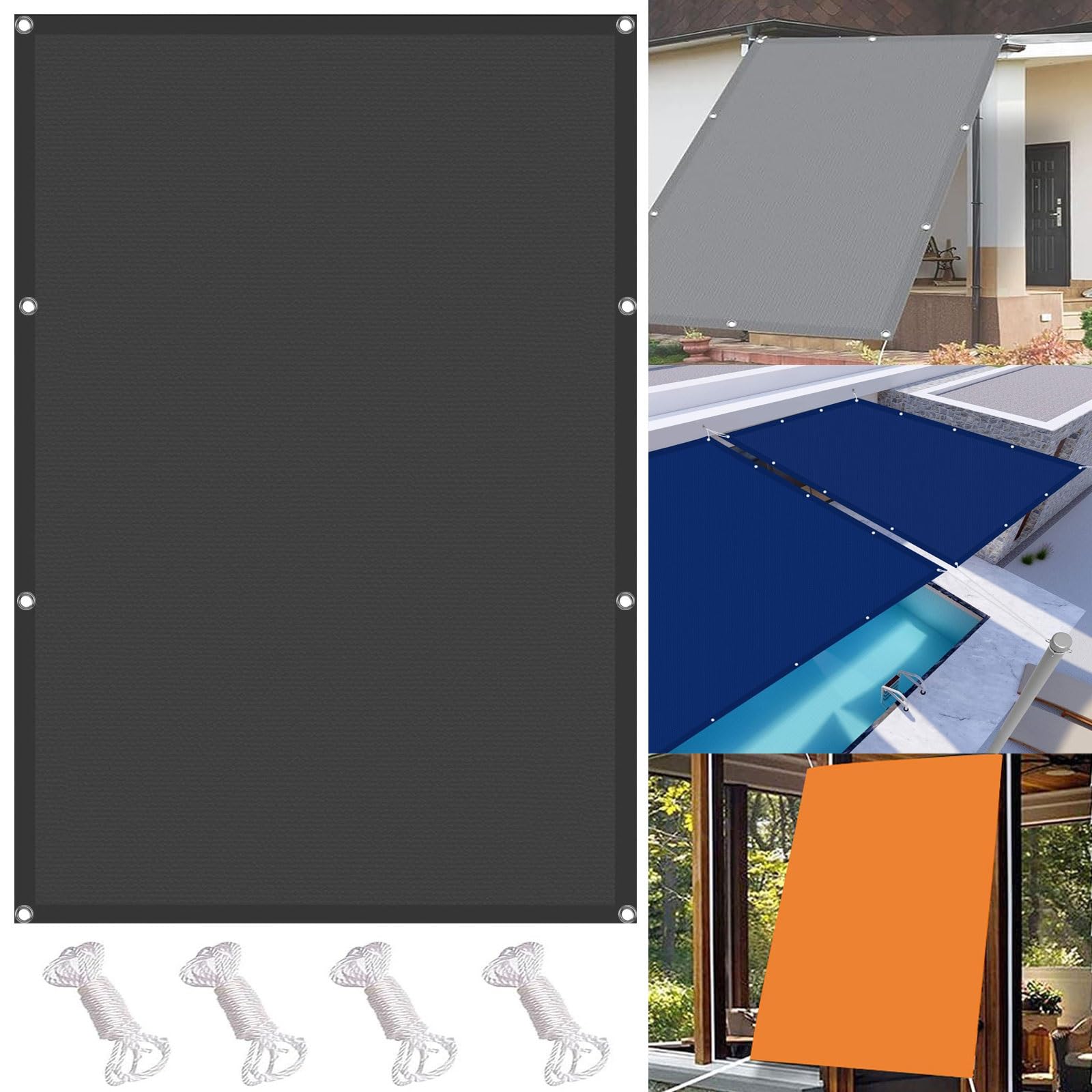 Voile d'ombrage rectangulaire gris foncé pour protéger du soleil