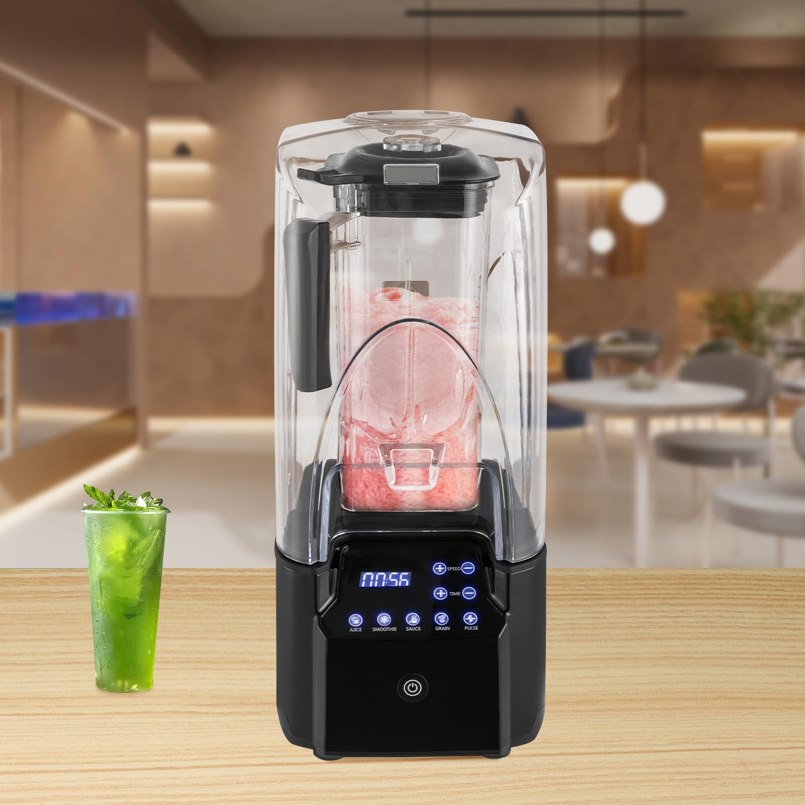 2.2L Blender Smoothie 2200W Blender Mixeur Smoothie 9-Vitesses 26000 RPM avec LED Clair pour faire jus fruits,lait soja,thé au lait,café, épices