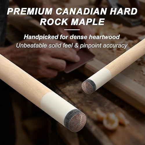 Miniatura 6 de LOTKEY Taco de billar de 58"52"48"42"42" juego de 42 palos de billar para profesionales, palos de piscina para adultos 14, 15, 20, 21 onzas con 2