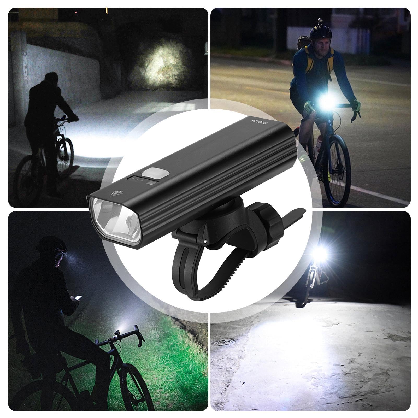 Luce per bici per guida notturna, faro per bici impermeabile | Evidenziazione del ciclismo su strada Impermeabile - Design multi-velocità del faro per bicicletta ricaricabile, fanale poste