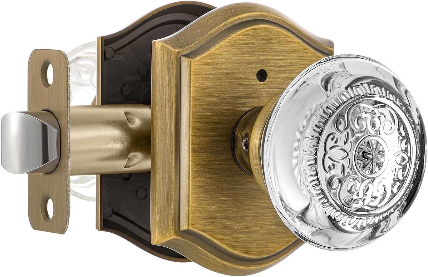 CLCTK Glass Door Knobs Interior with Lock, Vintage Crystal Privacy ...