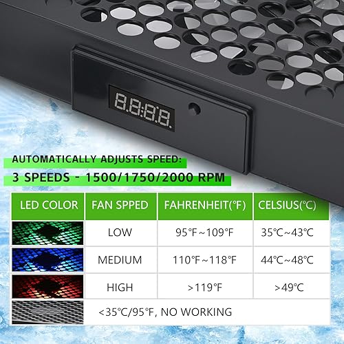 Miniatura 5 de Ventilador de refrigeración para Xbox Series X con pantalla LED de temperatura RGB, ventilador enfriador para consola Xbox Series X Sistema de